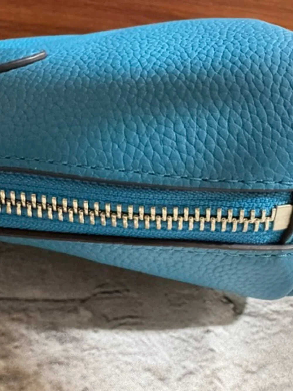 NWOT Tory Burch Mini Swing Satchel Turquoise Blue Pebbled Leather Crossbody